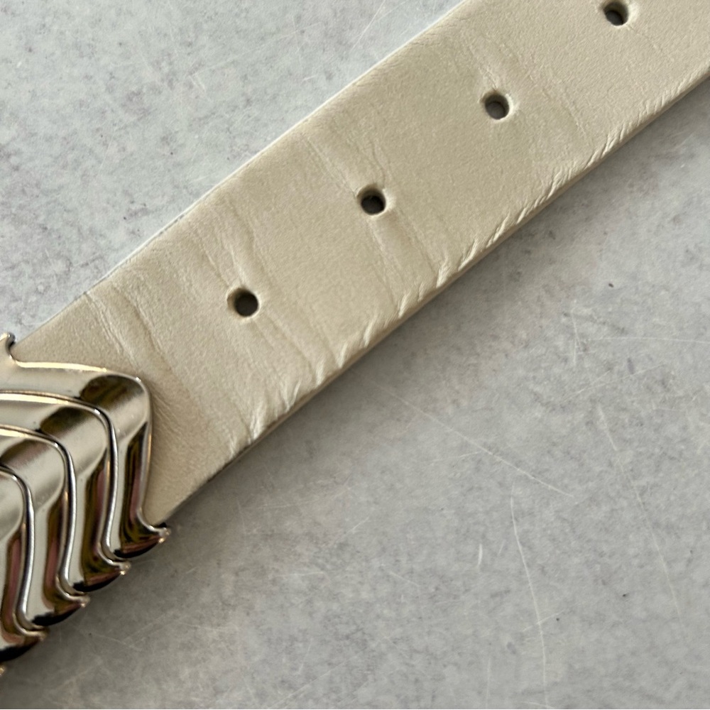 Isabel Marant Tehora Leather Studded Belt, Chalk/Silver 80 (M/32) - Picture 13 of 16